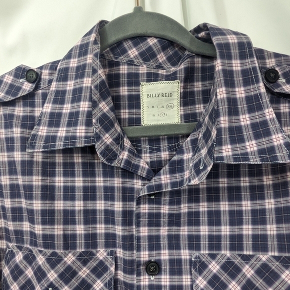 Billy Reid Men's Plaid Tabbed Shoulder Button Down Sz XXL Fit 2 - Picture 7 of 12
